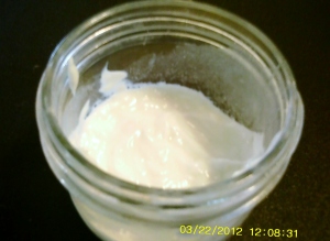 Finished cream mixed in small mason jar