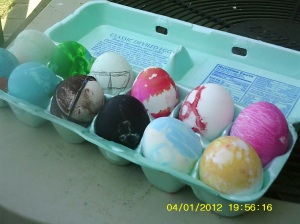 Kids painted the eggs and we did a hunt for there treasure baskets.