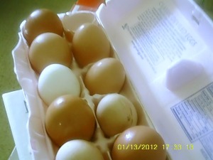 Bought these as brown eggs. There was a couple light-brown eggs in the mix, but the one in the middle left row was super white. 